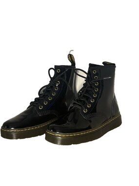 Dr Martens Zavala Black Patent Leather Combat Boots Womens Size 7 US UK 5 EU 38